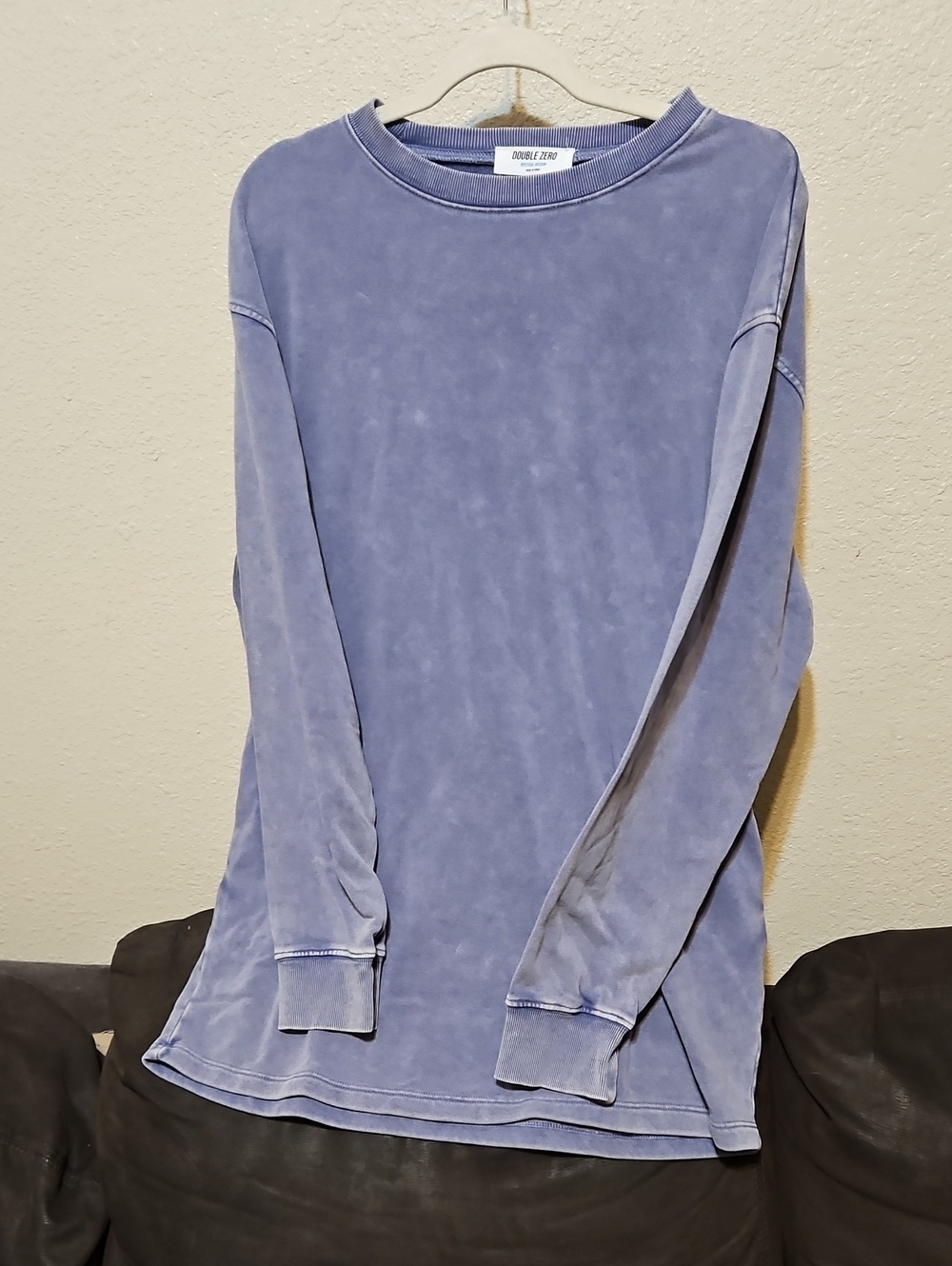 Double Zero Lavender Long Sleeve Crewneck Top for Women